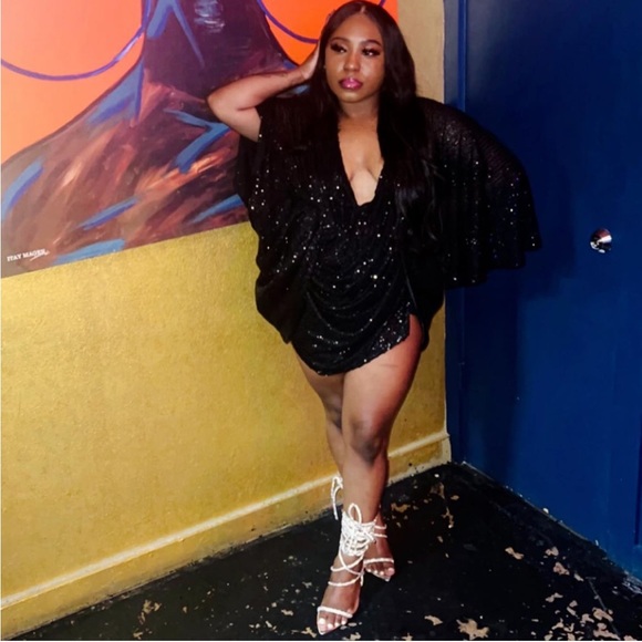 This stunning black low v neck dress was one of the highlights of my birthday! - Picture 2 of 3